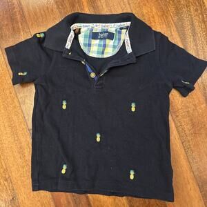 Baker Shirt Boys Navy Blue Polo Short Sleeve Pineapple Ted Baker Nautical 3Y